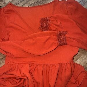 SHEIN Orange Lace Trim Dress
